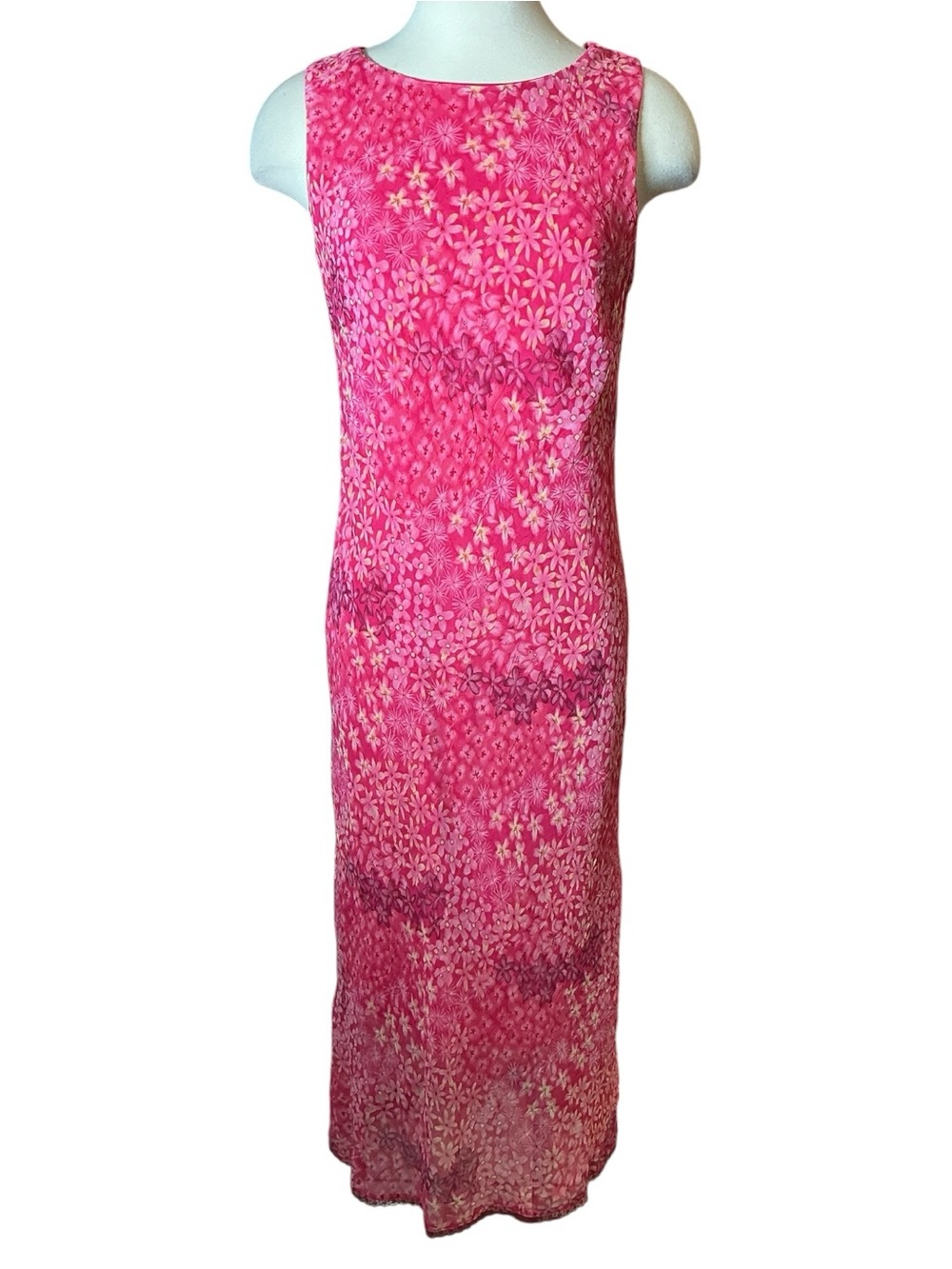 Vintage Y2K Innovare Pink Floral Sleeveless High Neck Maxi Dress